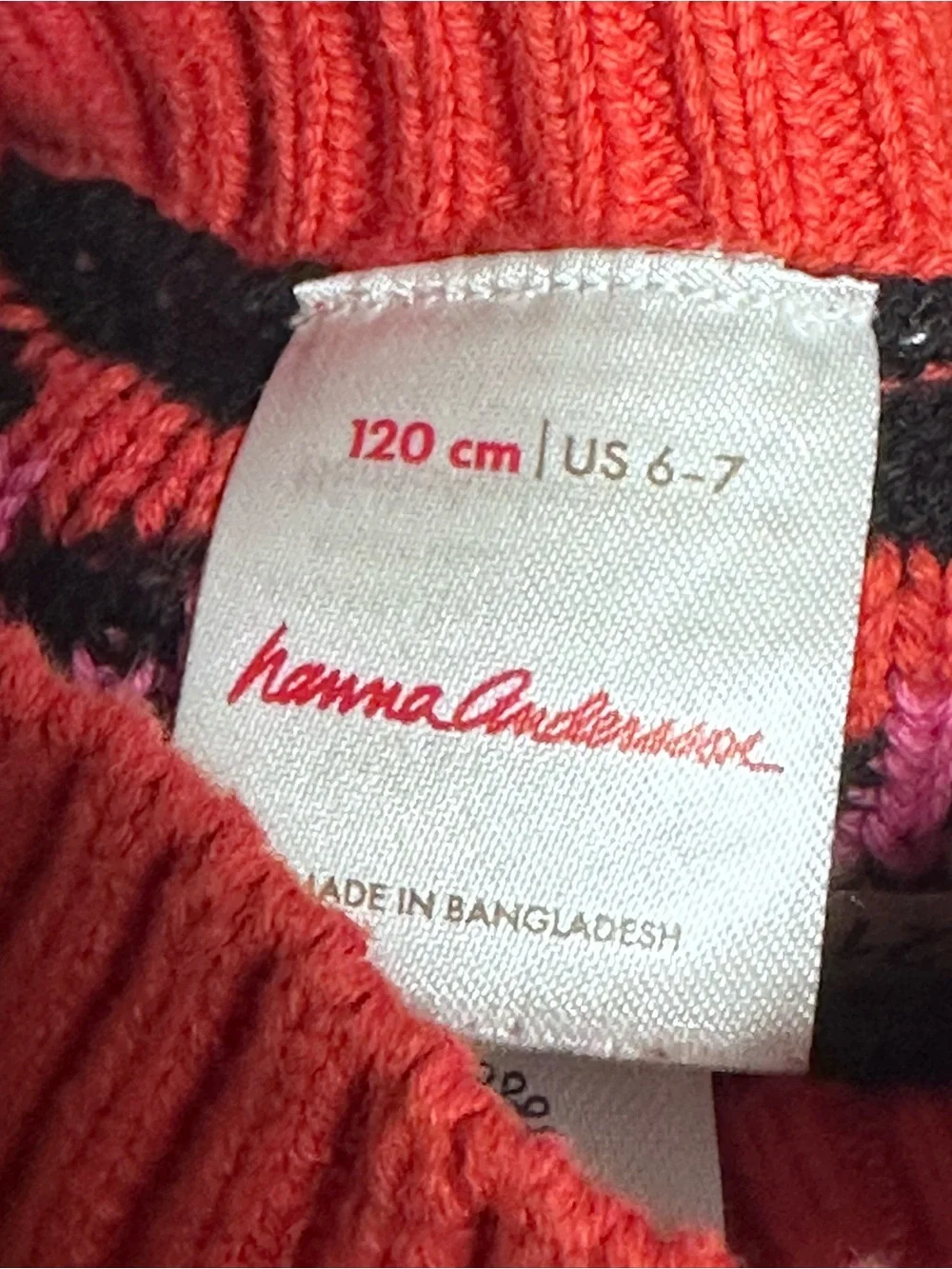 Hanna Andersson Fair Isle Sweater Dress Girls Size 6-7 120 cm 100% Cotton